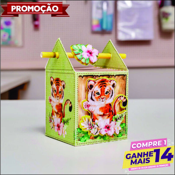 Arquivo Digital Caixa com Canudo Safari Rosa