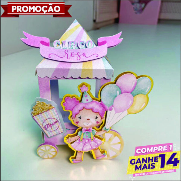 Arquivo Digital Carrinho de Pipoca Circo Rosa