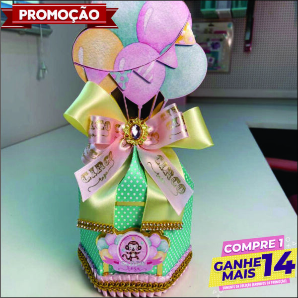 Arquivo Digital Caixa Sextavada Circo Rosa